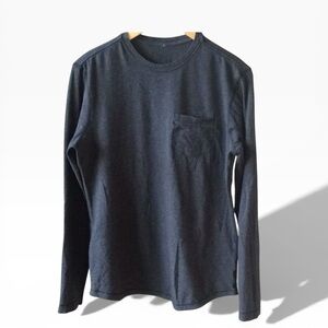 LULULEMON Men long sleeve charcoal pocket- SZ LG- armpit to armpit aprox 20-21”